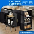 thumbnail image 3 of DEXTRUS Extendable Kitchen Island with Power Outlets & Wheels, Kitchen Island Table with 2 Stools, Black, 3 of 8