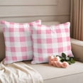 thumbnail image 2 of Spring Geometric Pillow Covers 2 Pack Pink Plaid Pillowcase Waterproof Outdoor Throw Pillow Cover for Patio Garden Square Cushion 20”x20”, 2 of 9