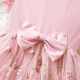 thumbnail image 6 of Girls Kids Floral Embroidered Tulle Bow Dress A-Line Princess Cut Ruffle Cap Sleeve Lightweight Summer Birthday Party Pink 3T,Size 5 T, 6 of 6