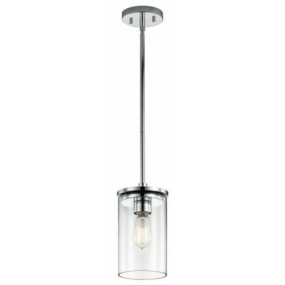 1 Light Contemporary Minimalist Mini Pendant Light Fixture with Clear Glass-Chrome Finish Bailey Street Home 147-Bel-2279356