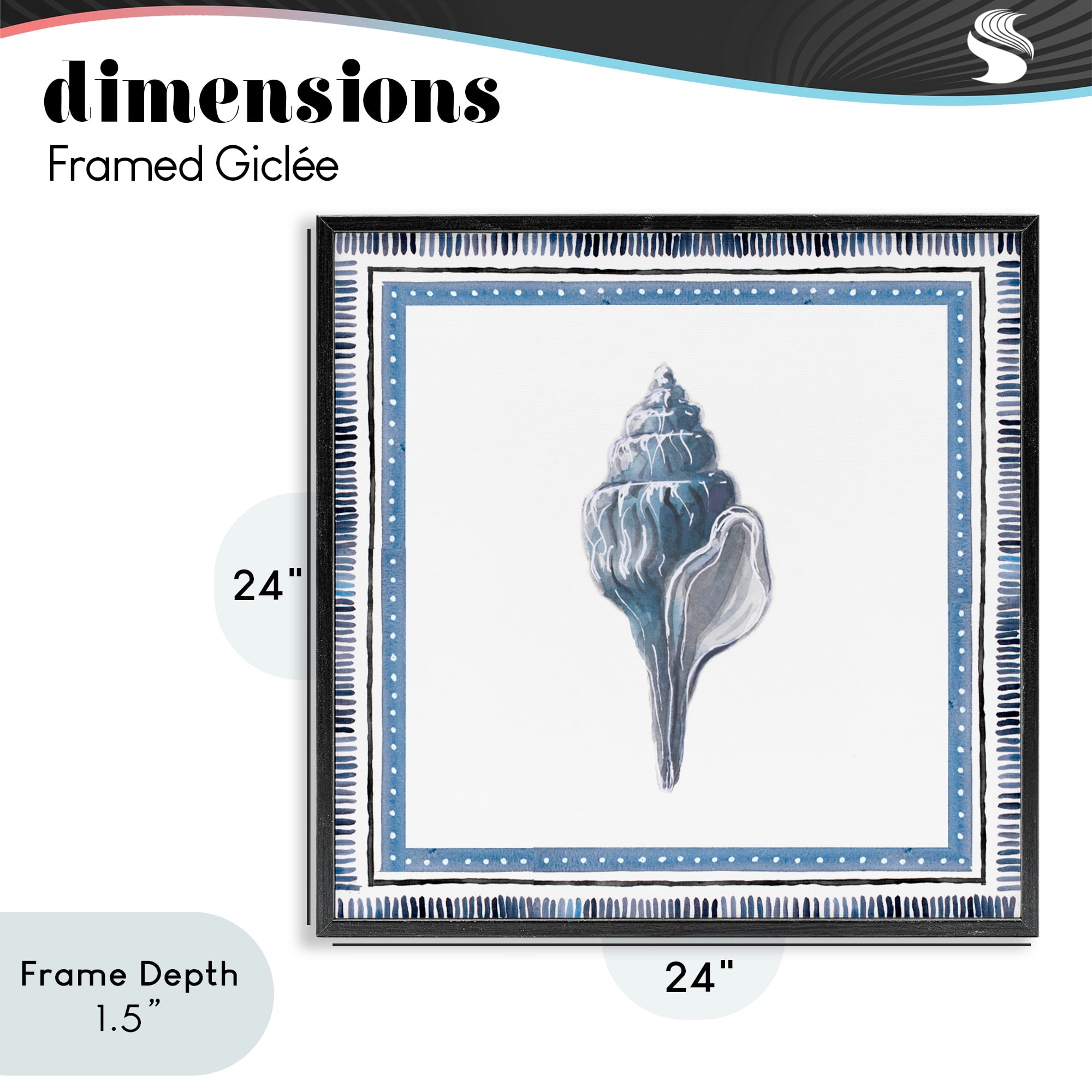 Stupell Industries Soft Blue Conch Shell Black Framed Giclee Art, design by Lanie Loreth
