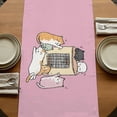 thumbnail image 5 of Pink Cute Cat Table Runner, Cartoon Funny Heater Cats Washable Cotton Linen Table Runners 72 Inches Long, Dresser Scarf Runner for Dining/Coffee/Kitchen/TV Stands/Cabinets 13''x72'', 5 of 9