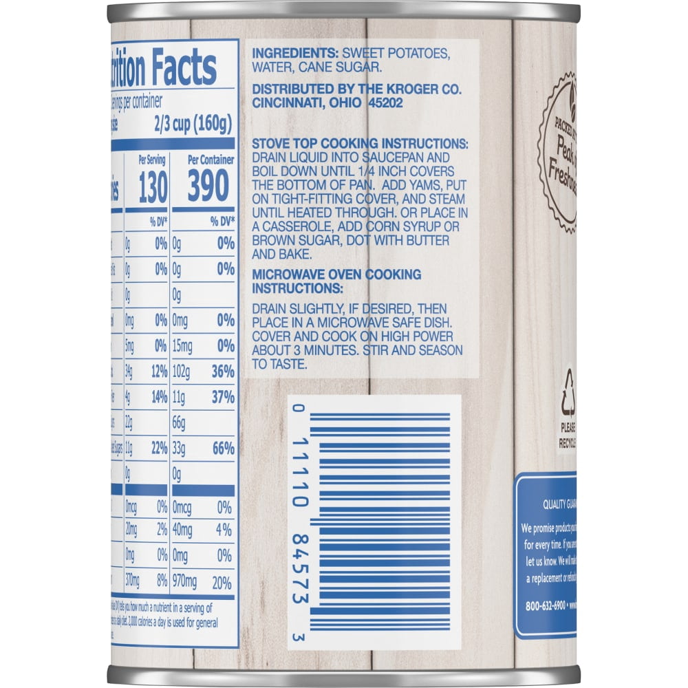 Kroger Cut Sweet Potato Yams in Syrup 15 oz - 5 Pack