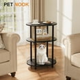 thumbnail image 5 of Rattan Small Round Side Table, Boho Nightstand with Storage Basket, 3-Tier End Table, Narrow Accent Table, Modern Bedside Table for Bedroom, Living Room-Black, 5 of 13