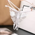 thumbnail image 2 of Gibobby Ropa interior sexy para mujer Calzoncillos de cintura sexy con bordado floral para mujer Tanga de masaje con perlas de corte abierto(Blanco,Talla única), 2 of 3