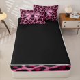 thumbnail image 4 of Homewish Chic Pink Leopard Print Zipper Twin Comforter Sets with Fitted Sheet and 2 Pillowcases For Girls,Kids Princess Bowknot Zipper Bedding Set,Black Reversible,4 Pieces, 4 of 7