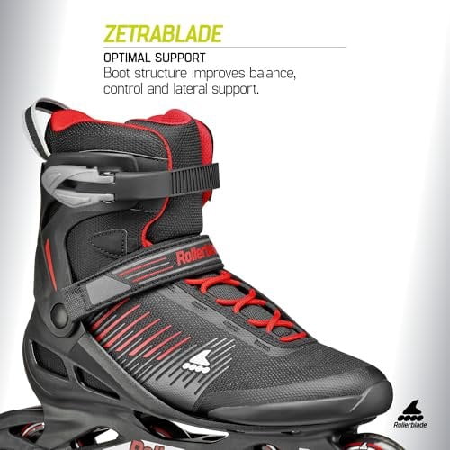 Rollerblade Zetrablade Men's Adult Fitness Inline Skate, Black and Red, Performance Inline Skates