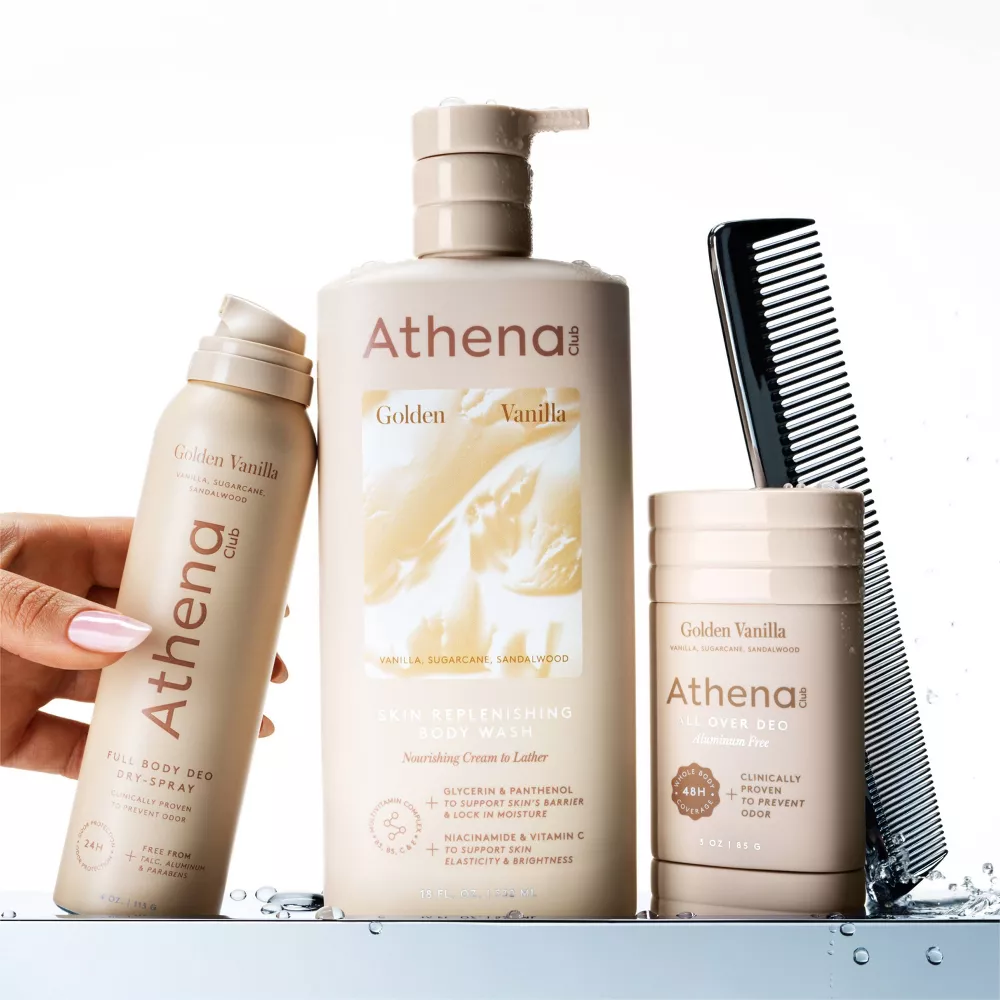 Athena Club Full Body Deodorant Spray - Golden Vanilla - 4 Oz, Natural, Aluminum-Free