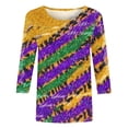 thumbnail image 4 of SOOMLON Mardi Gras Outfit for Women Tuesday Shirts Carnival Themed Party 3/4 Sleeve Outfits Funny Striped Graphic Tshirts Tunic Crewneck Tops New Orleans Holiday Blouses 2025 Multicolor XL, 4 of 5