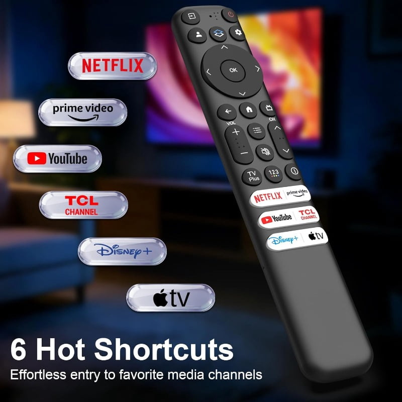Replacement for TCL Google TV Remote Control, RC813 Compatible with TCL QM8 / QM7 / S5 / S4 / S3 / Q7 / Q6 / Q5 4K UHD HDR LED QLED QD-Mini LED Full-HD Smart TVs (No Voice Function)