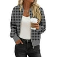 thumbnail image 2 of Bovxnpu Winter Coats for Women, Women's Oversized Jackets Checkered Print Zip Up Pocketed Long Sleeve Top Warm Winter Clothing, 2 of 7