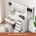 thumbnail image 4 of RichYa Vanity Desk Makeup Table with Large LED Mirror and Power Outlet with 2 Sliding Storage White Marble, 4 of 8