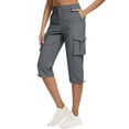 thumbnail image 2 of Summer Savings Clearance!LEBONYARD Womens Pants Plus Size Elastic Waist,Capris Womens Pants with Pockets Loose Casual Dressy Lightweight Ladies Baggy Cargo Shorts Capris for Hiking Gray L, 2 of 9