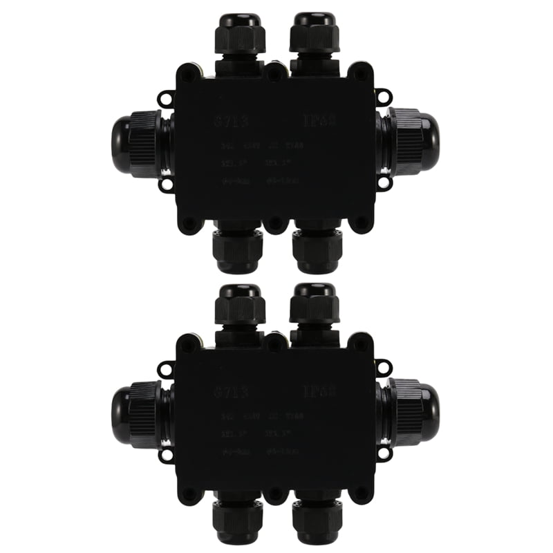 2X Black Junction Box Junction Box Waterproof Ip68 Junction Box