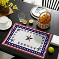 thumbnail image 3 of Independence Day Placemats Set of 8, Cotton Linen Table Mats Non-Slip Washable July 4th Patriotic USA Flag Theme Stars Blue Red Stripe Placemat for Holiday Party Kitchen Dining Table Decor, 3 of 5
