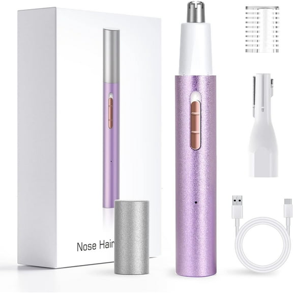 Ear and Nose Hair Trimmer for Women Men, 2in1 Painless Eyebrow & Facial Hair Trimmer with Powerful Motor and Dual-Edge Blades