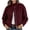 Wine, variant on cocolona Womens Cropped Suede Coat Trendy Stand Collar Solid Color Jacket Full Zip Cinched Hem Casual Fall Outerwear