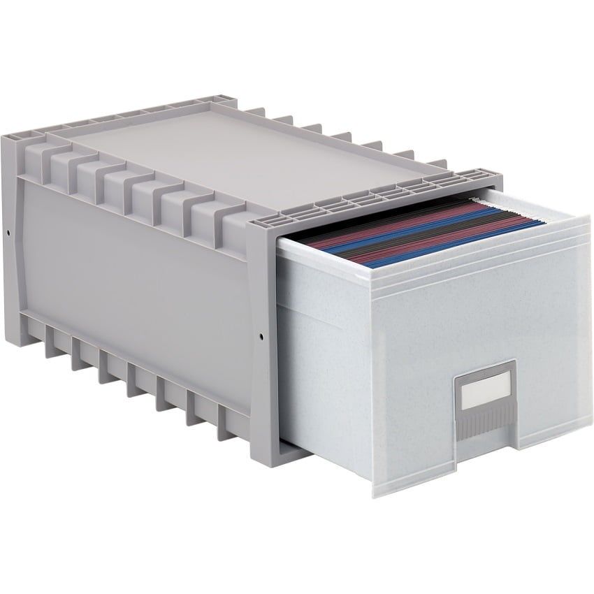 Plastic Archive Storage Box, Letter/Legal, 24Inch Drawer, Gray