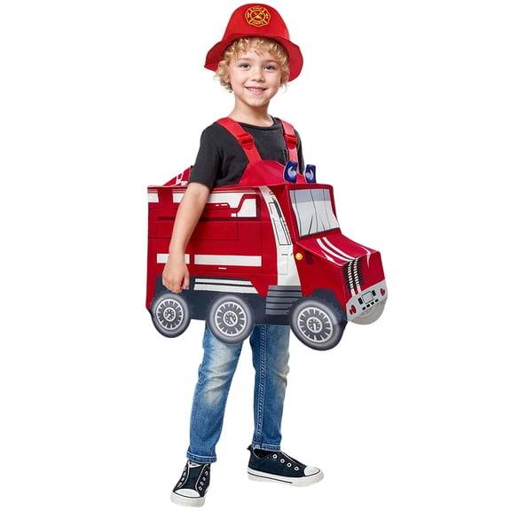 CAIVO Kids Fire Truck Dress Up Play Outfit Children Boys Girls Party Long Sleeve O-Neck Birthday Christmas Clothing Sets