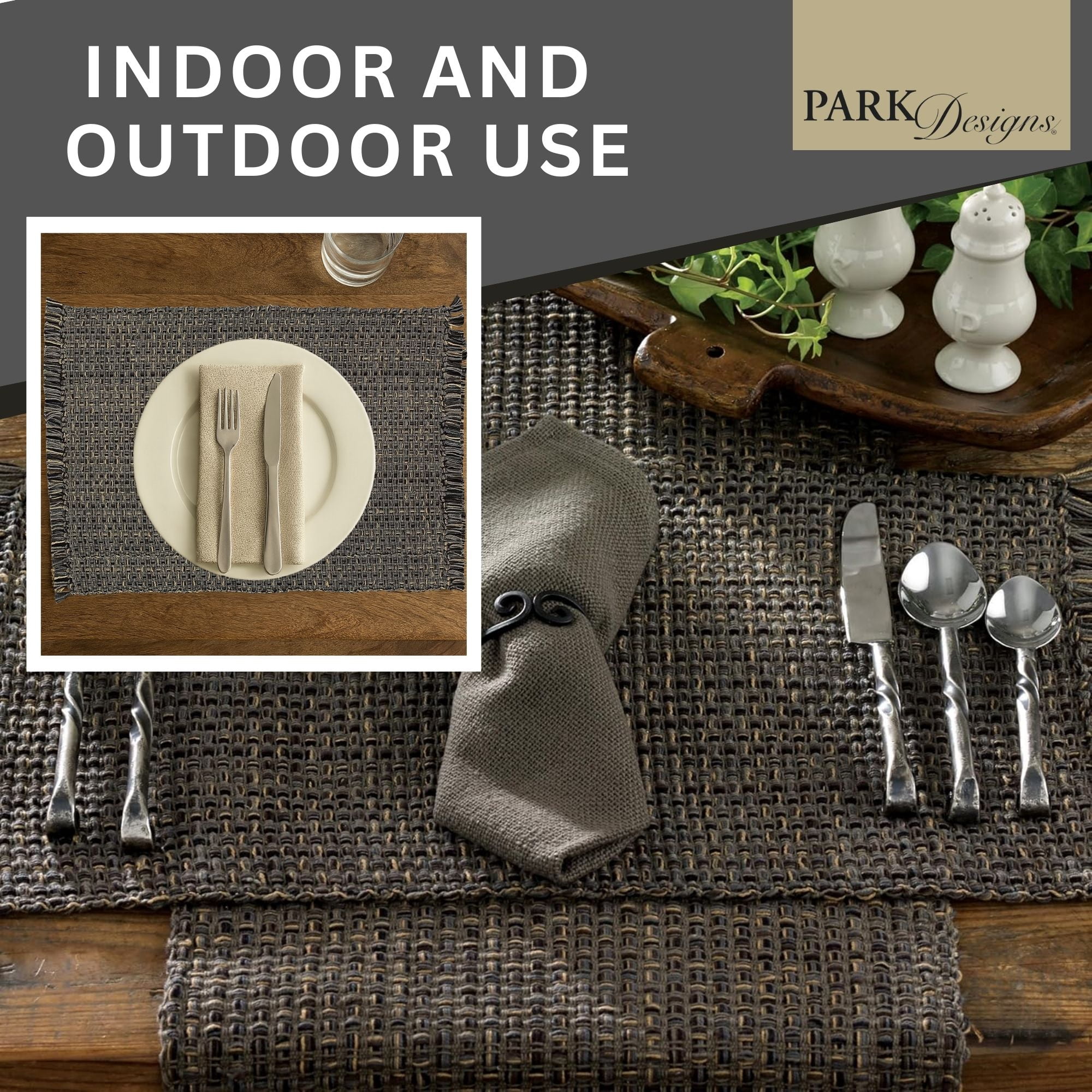 Park Designs Charcoal Tweed Placemat Set of 4
