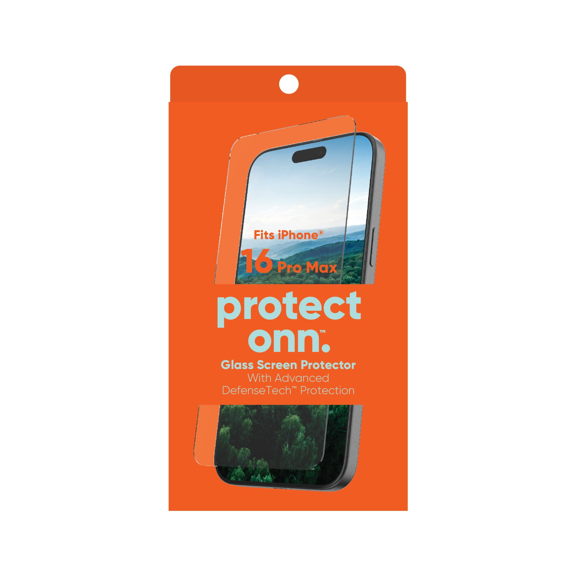 onn. DefenseTech Glass Screen Protector with Blue Light Filtering for iPhone 16 Pro Max