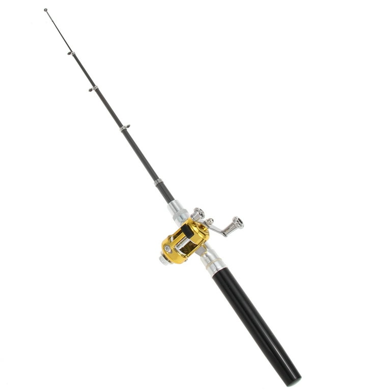 Ltesdtraw 2Mini Portable Pocket Fish Pen Aluminum Alloy Fishing Rod Pole  Reel Combos 