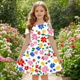 thumbnail image 5 of SGFCWSX Girls Cold Shoulder Dress Teens Crewneck Casual Floral Print A-Line Dress with Pockets for Spring Summer White Size 13-14 Years, 5 of 8