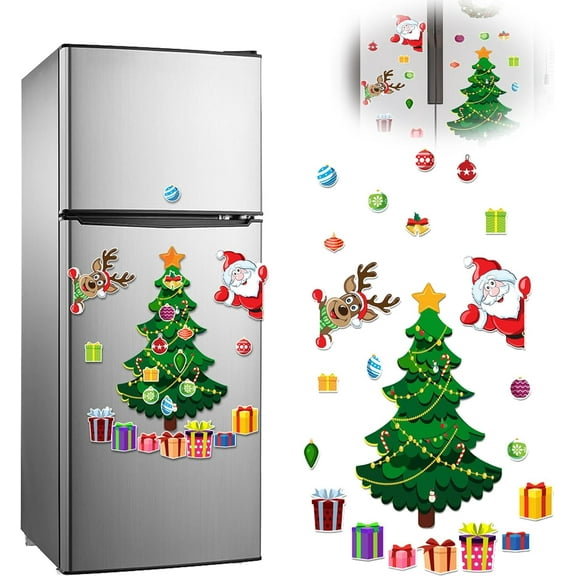 2025 New Christmas Themed Magnetic Sticker,Magnetic Christmas Tree for Refrigerator,Christmas Magnets for Refrigerator Santa Reindeer Holiday Magnets for Fridge Metal Door Garage