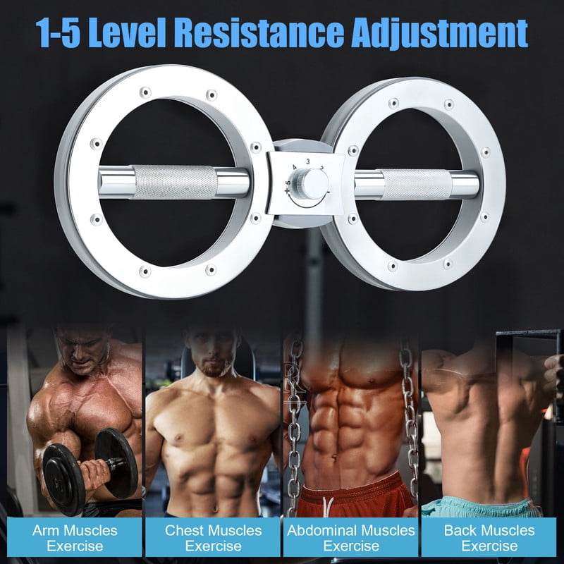 WETS 12Lbs Spinning Arm Burn Machine, 5-Level Adjustable Resistance 360° Rotating Grips Trainer, Dumbbell Multifunctional Mode Upper Body Workout Equipment for Home Gym, Silver