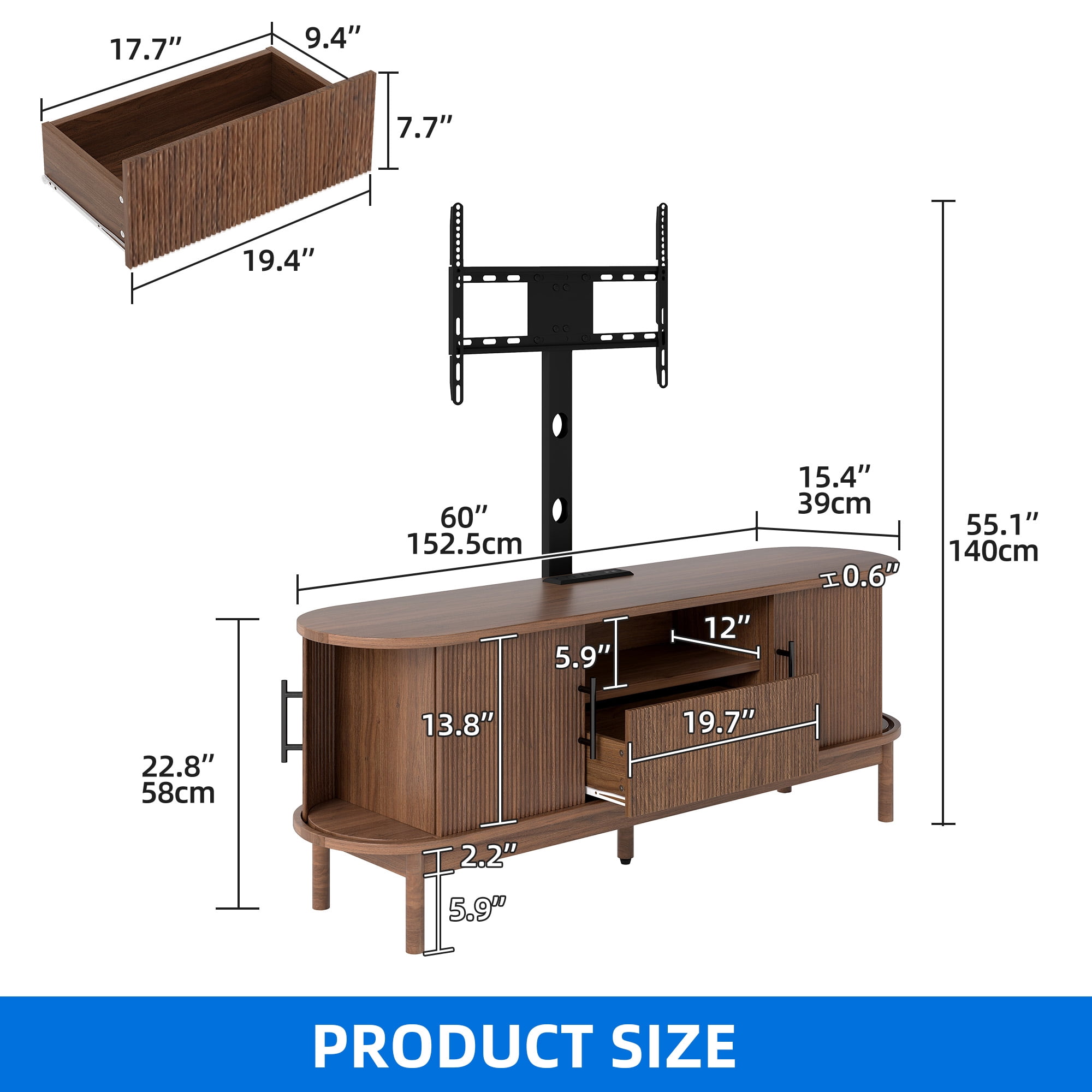 Uforic Modern TV Stand for 32-70 inch,Entertainment Center with LED Light& Door,Media Console Table