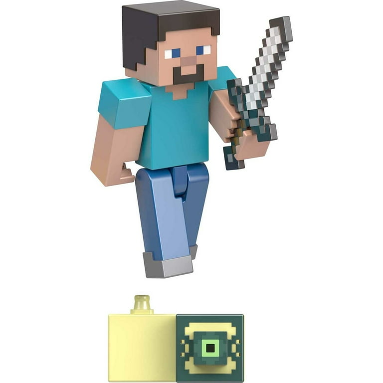 Minecraft Toys Steve Action Figure with Accessory Portal Piece Toy Collectible 3.25 inch