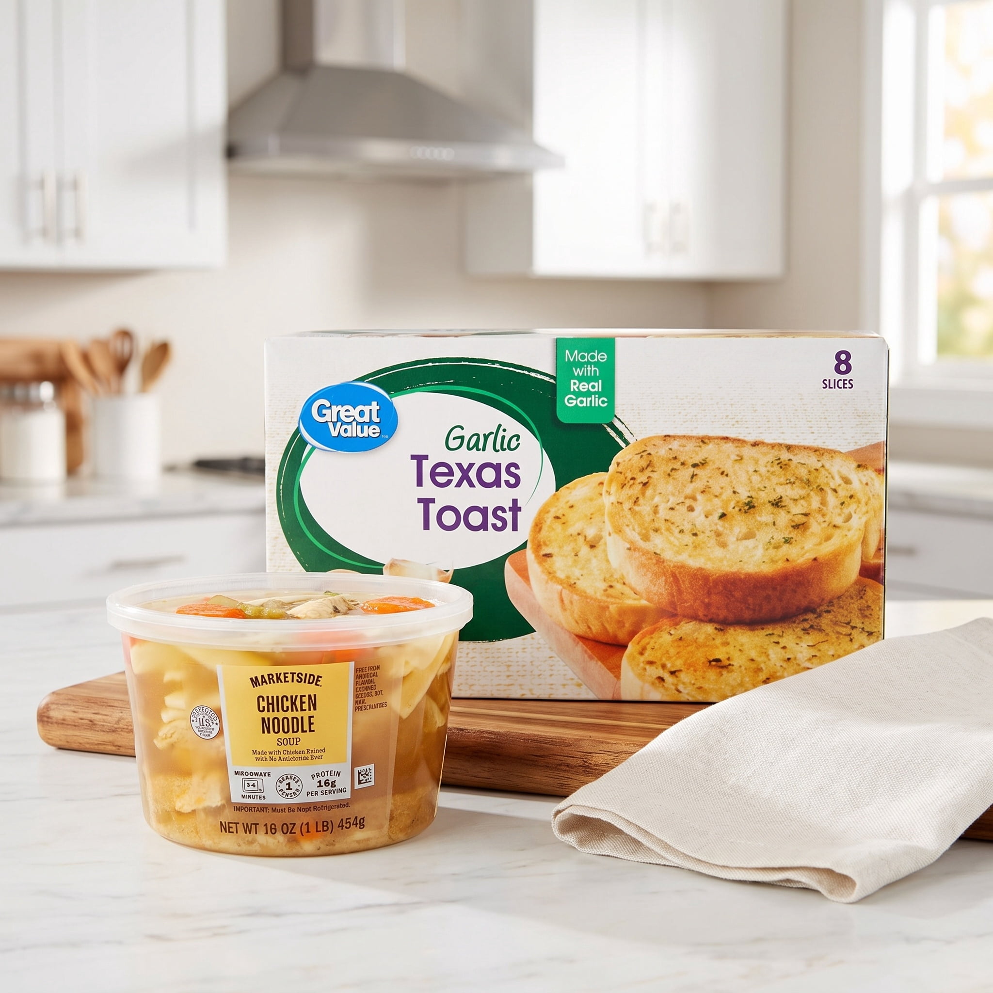 Chicken Noodle Soup and Garlic Bread Meal Bundle