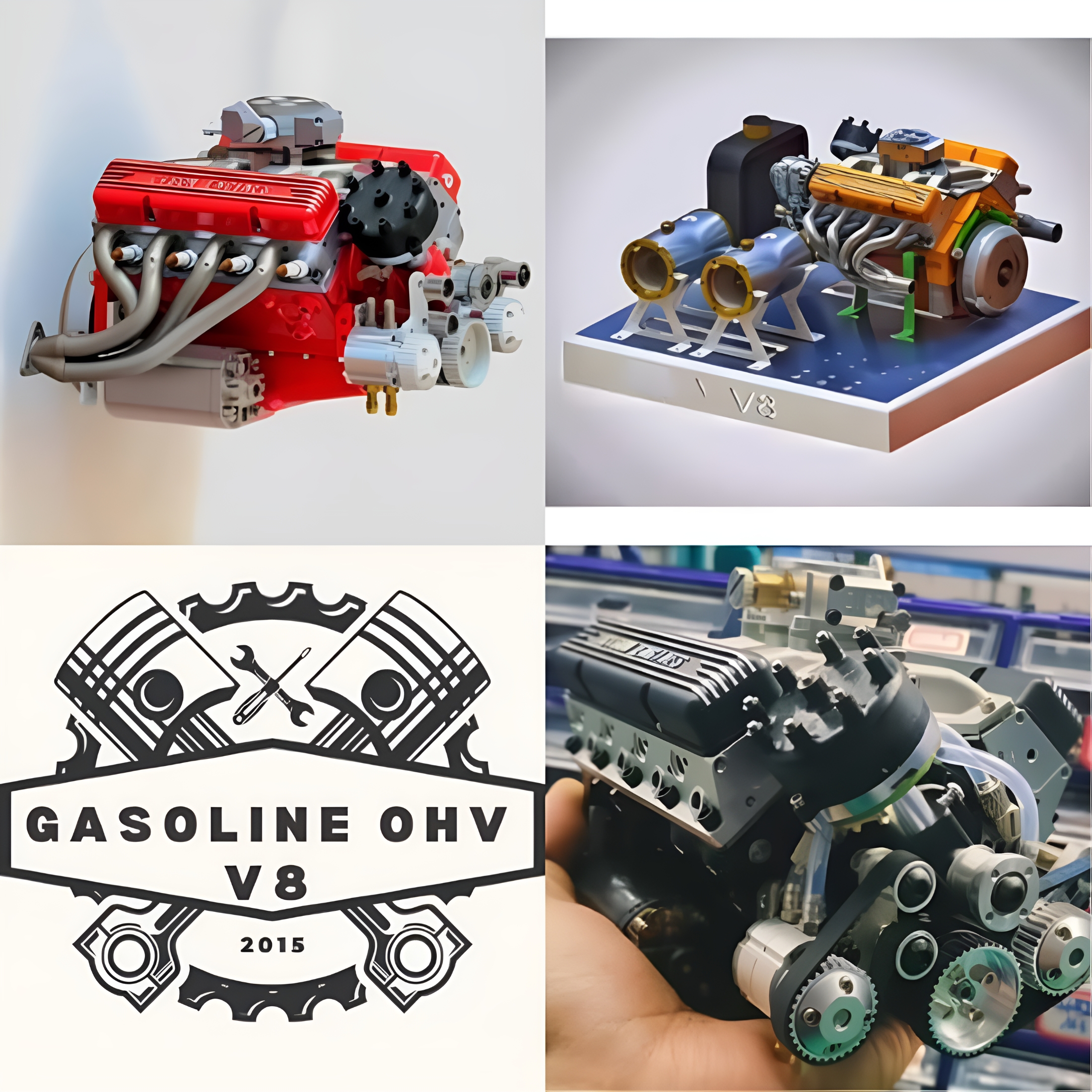 BESTSKY V8 Engine Kit Gas,Gasoline Ohv V8 Small-Block Engine Model Kits,Mini V8 Engine Kits That Runs,Build Your Own Stem V8 Model Engine for Adults,4-Stroke 44cc Water-Cooled 1/6(Black+Green)