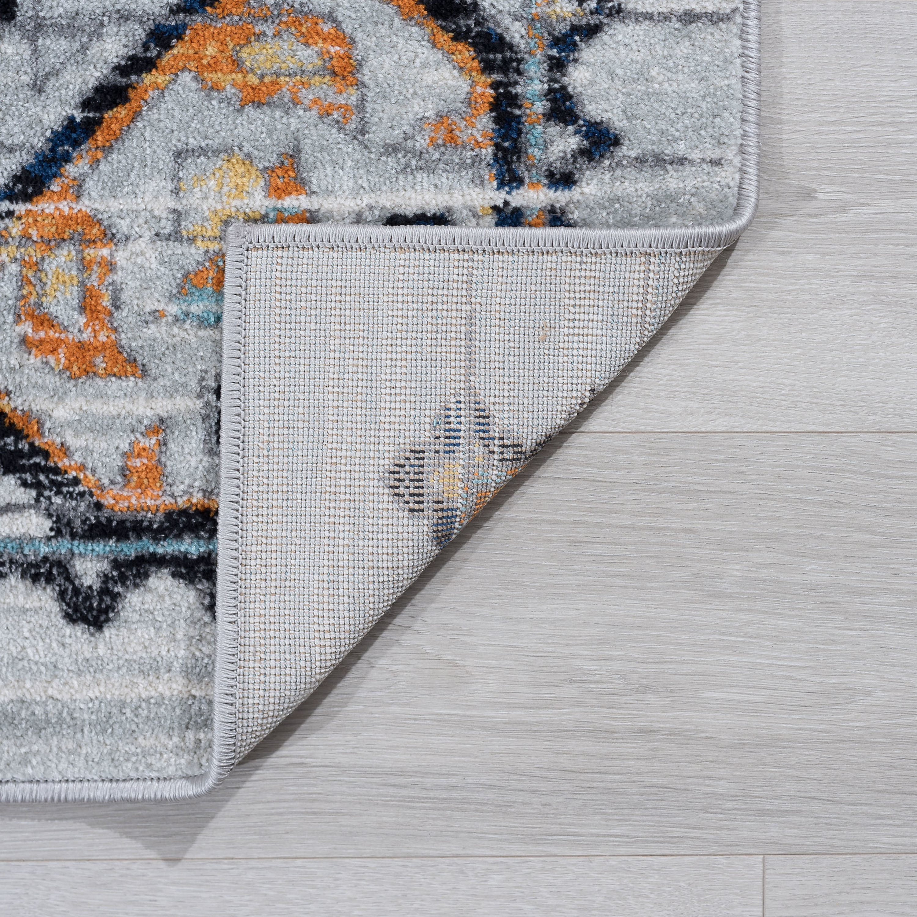 Transitional 8x10 Area Rug (7'10'' x 10'3'') Medallion Blue, Gray Living Room Easy to Clean