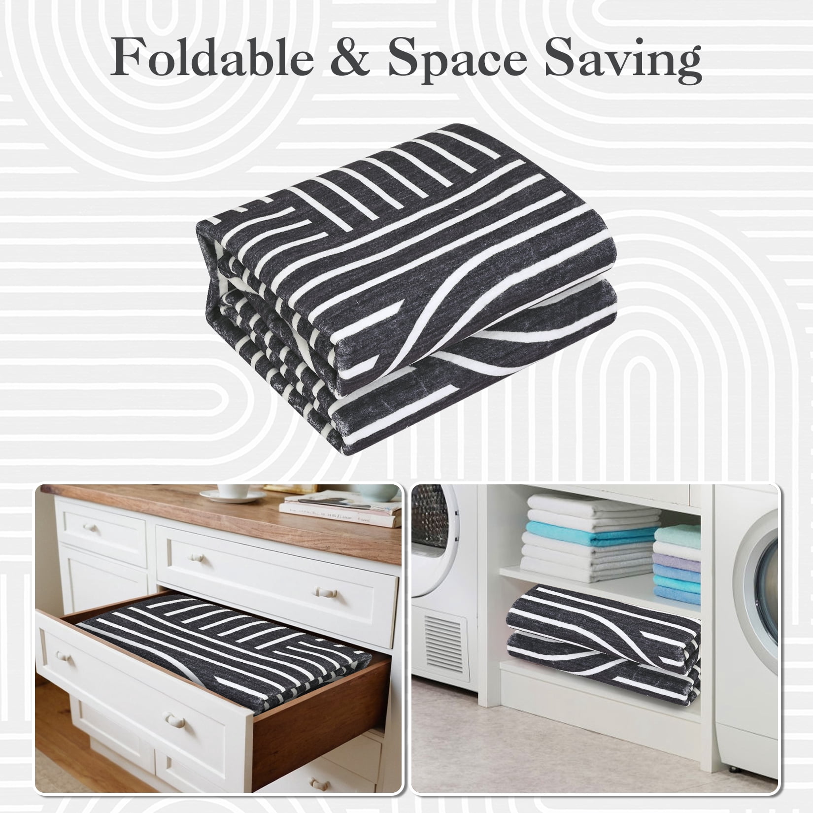 Hasoo Area Rug for Living Room 6' x 9' Washable Modern Geometric Rug with Black Rainbow Stripped Lines Home Decor Indoor Carpet