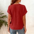 thumbnail image 6 of vigerkar Women's V Neck T Shirt Short Sleeve Casual Basic Tops Loose Fit Henley Tee Summer Lightweight Blouse (Red, S), 6 of 9