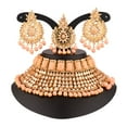 thumbnail image 3 of Efulgenz Indian Jewelry Choker Kundan Crystal Faux Pearl Necklace Earrings Maang Tikka Head Chain Bollywood Wedding Bridal Set, 3 of 5