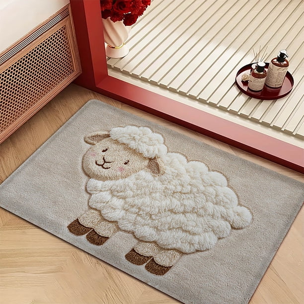 Cute Diatomite Bath Mat Thick Absorbent Bathroom Floor Mat Stain Wear- Non Doormat For Bathroom Entryway Home Decor