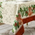 thumbnail image 5 of Christmas Jacquard Rectangle Tablecloth 60 x 84 Inch - Winter Xmas Holly Bell Table Cloth, Heavy Weight Vintage Damask Fabric Table Cover for Holiday, Party, Dinner Decor, 5 of 8