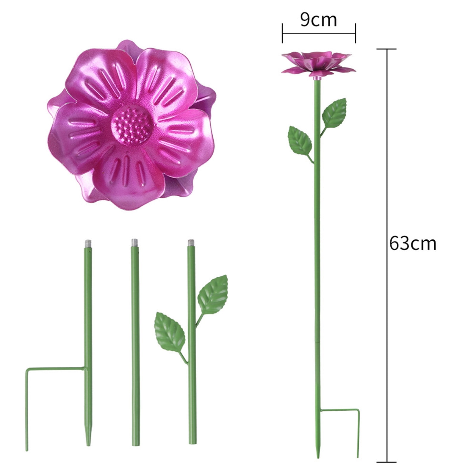 Bird Bath for Outside, 5 Pack Metal Flowers Garden Stake Bird Feeder & Bee Bath, Outdoor Flower Bird Bath Bee Watering Station for Garden