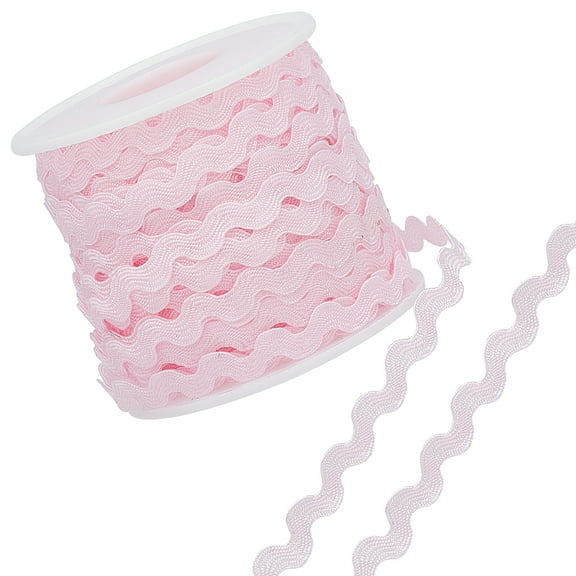 1 Roll 1 Roll 27yd/25m RIC Rac Trim Ribbon Wave Sewing Bending Fringe Trim 5mm/0.2 inch for Sewing Flower Making Wedding Party Lace Ribbon Craft(Pink)
