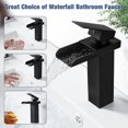 thumbnail image 4 of Grifo de Baño Moderno CHAO en Cascada Negro Mezclador de Lavabo de Latón 140 mm, 4 of 5