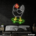 thumbnail image 3 of Craftnamesign Chicken Skate Neon Sign, Skate Shop Decor, Chicken LED Signs, 3 of 4