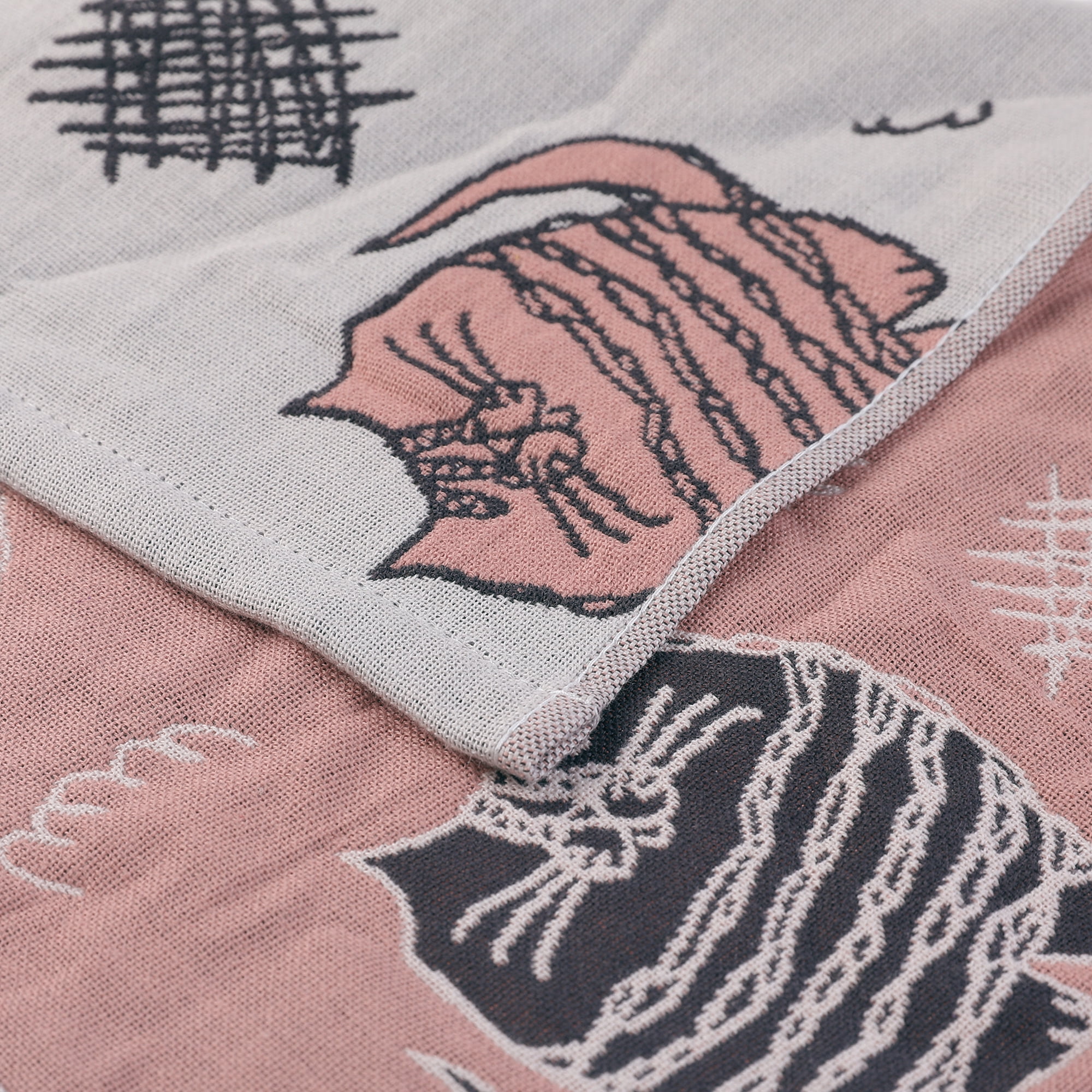 Unique Bargains Home Decor Kitty Pattern Absorbent  Kitchen Towels 14 x 16 Inch Pink/Blue 12 Pack