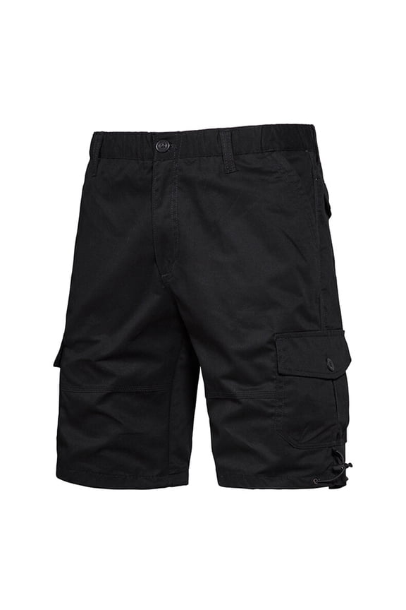 Mens Cargo Shorts with Multiple Pockets Elastic Waist Outdoor Hiking Shorts Loose Fit Casual Straight Short Pants 2025 Summer Mens Clothes Clearance Black,L