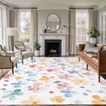 thumbnail image 2 of Blue Pink Flowers Area Rugs 5x7 ft Spring Watercolor Leaves Floral Washable Rug Non Slip Indoor Carpet Absorbent Floor Mat for Living Room Bedroom Dining Room, 2 of 9