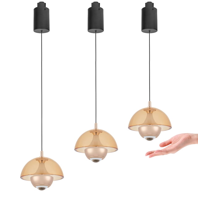 FSLiving Lampe de Piste Réglable en Hauteur Type H Rétractable avec Contrôle à Main 10W Gradation Continue Lampe d'Intérieur Fil Réglable, Fauve - Lot de 3