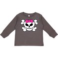 thumbnail image 3 of Inktastic Skull with Bow Girls Long Sleeve Toddler T-Shirt, 3 of 5