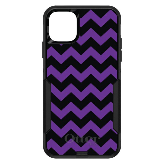 DistinctInk OtterBox Commuter Custom Case for Apple iPhone 15 (6.1" Screen) - Chevron Stripes Pattern - Tempered Glass Back