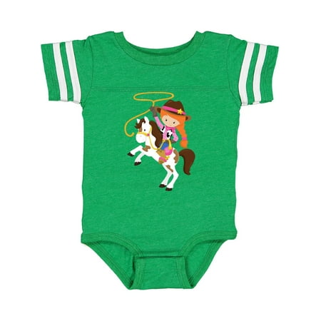 

Inktastic Cowboy Girl Cowgirl On White Horse Orange Hair Gift Baby Girl Bodysuit